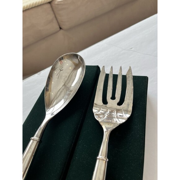 Towle Vintage Copenhagen Serving Set Silverplate Spoon and Fork IOB - Picture 4 of 12